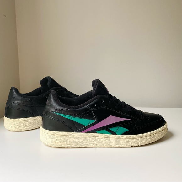 Reebok Classic Club C85 DV7251 black, emerald green & purple. Size W US9 M US7 - Picture 2 of 11